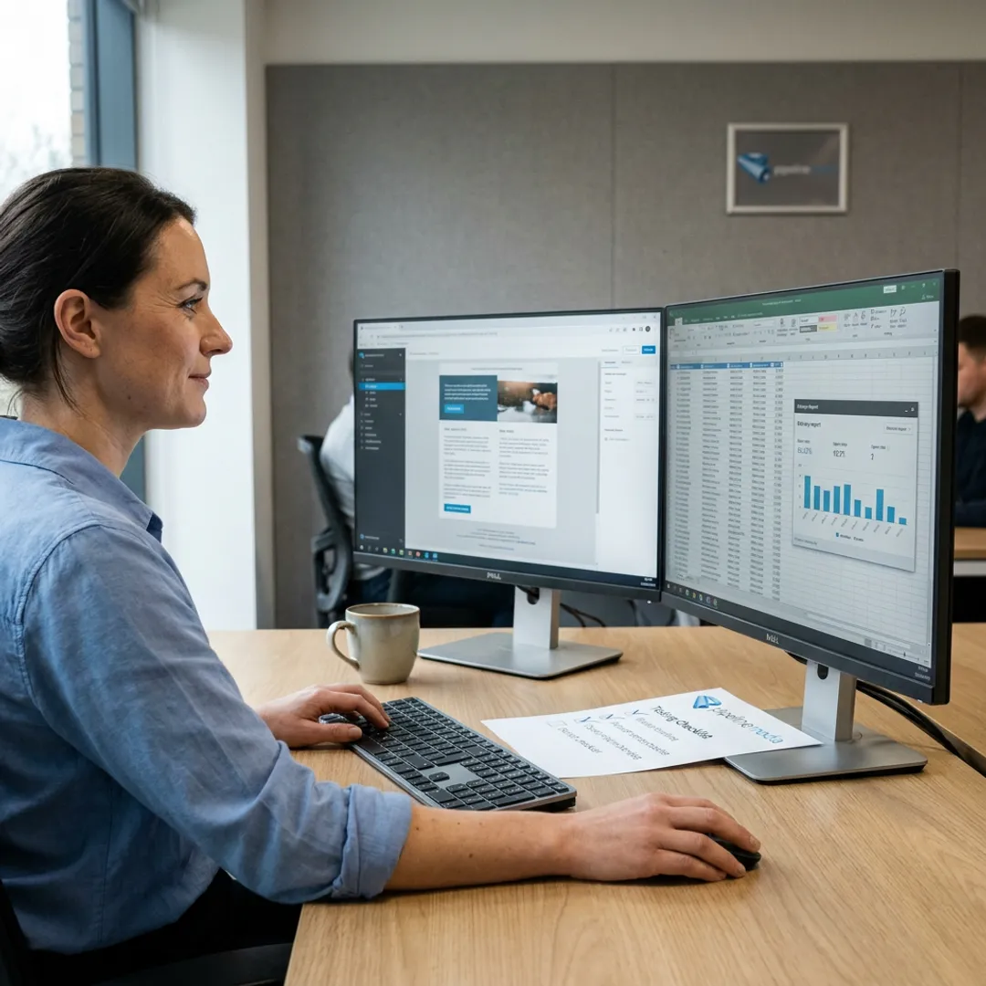 Specialist preparing bulk email campaign