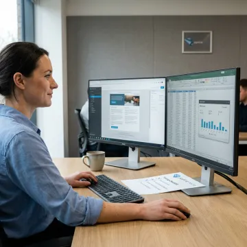 Specialist preparing bulk email campaign