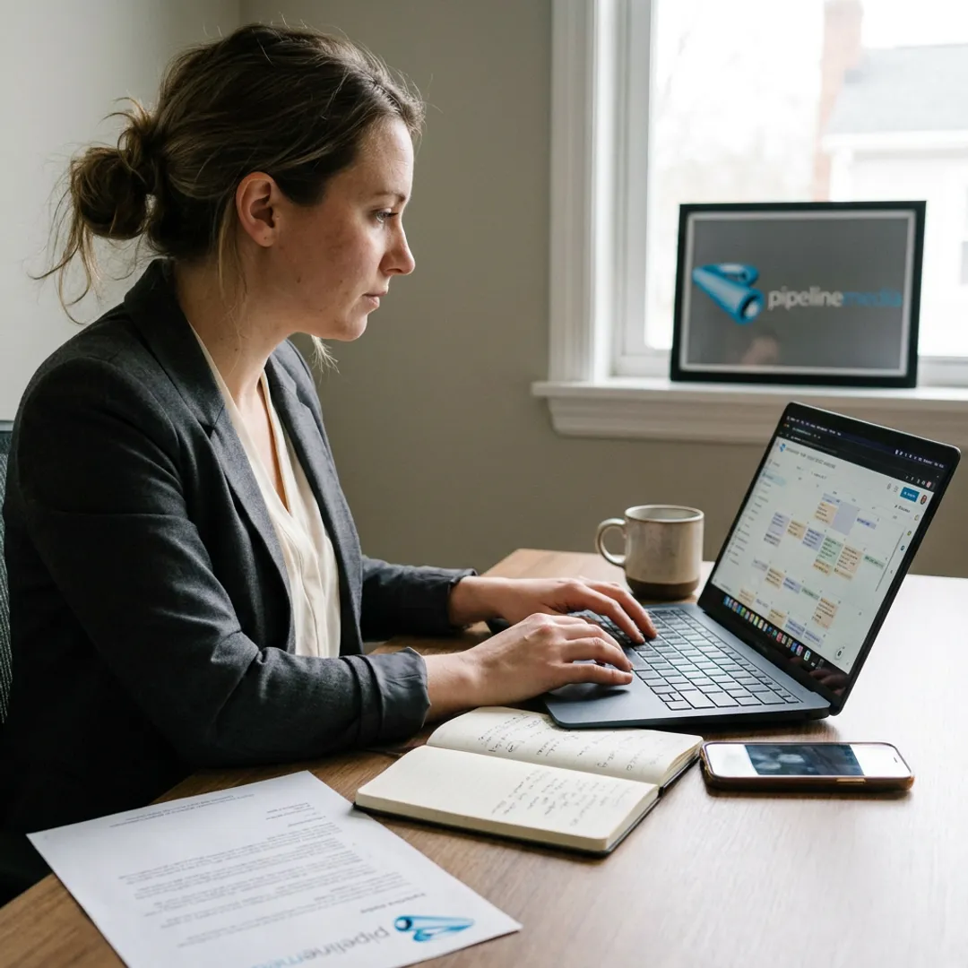 Social media manager scheduling branded posts
