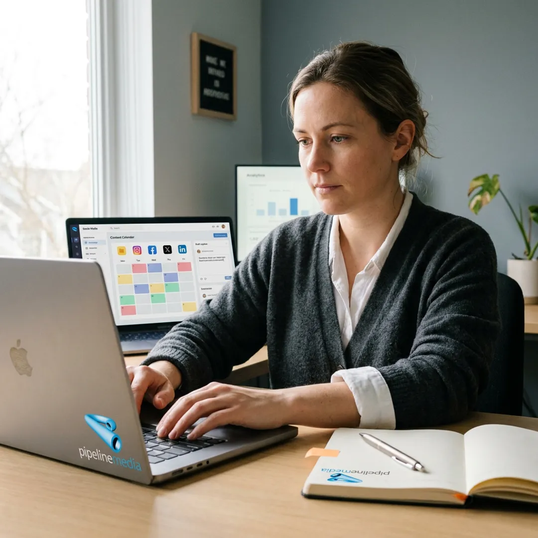 Marketing specialist creating social media content