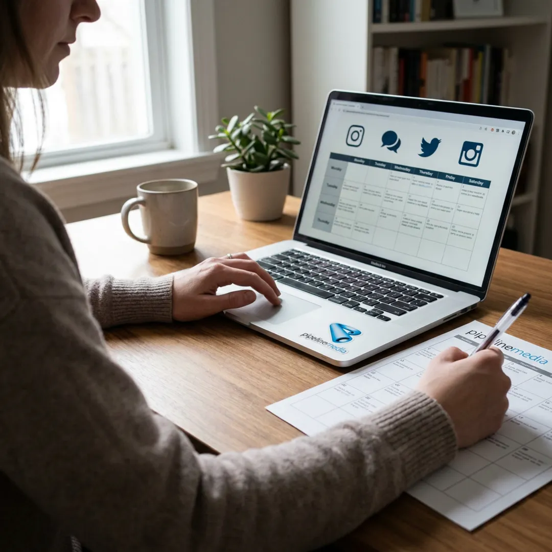 Social media manager planning posts