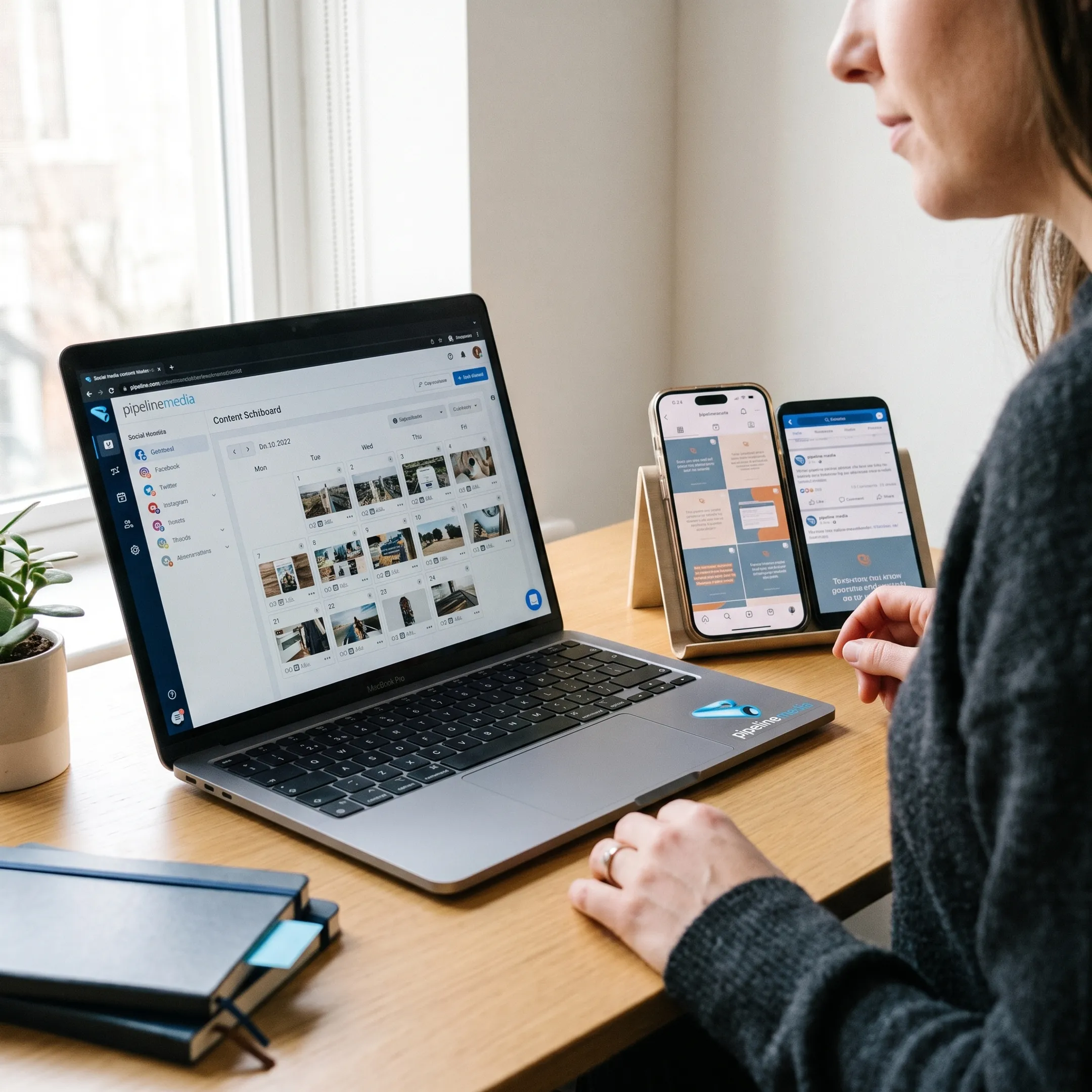 Branded social media posts displayed on phone