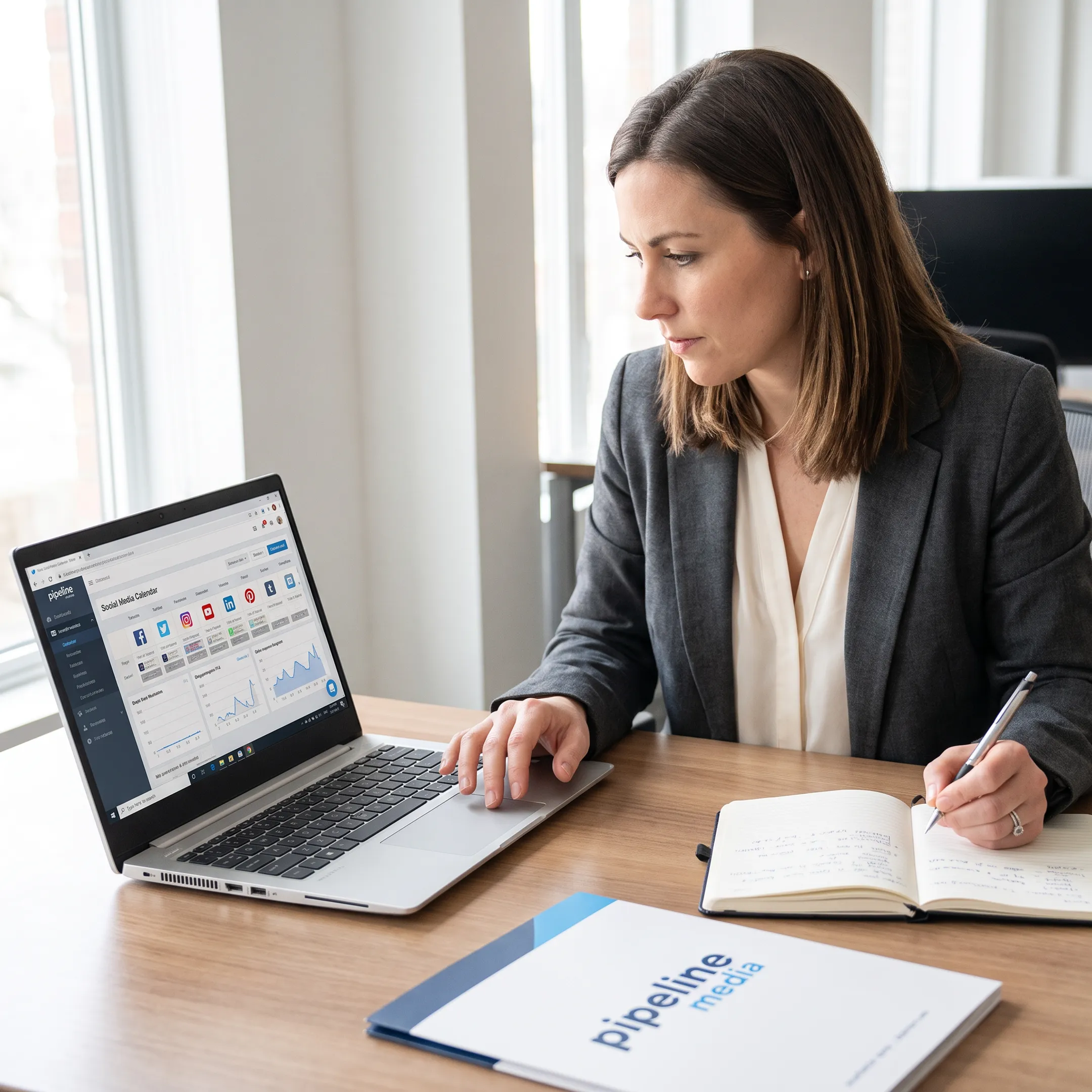Marketing professional planning social media content