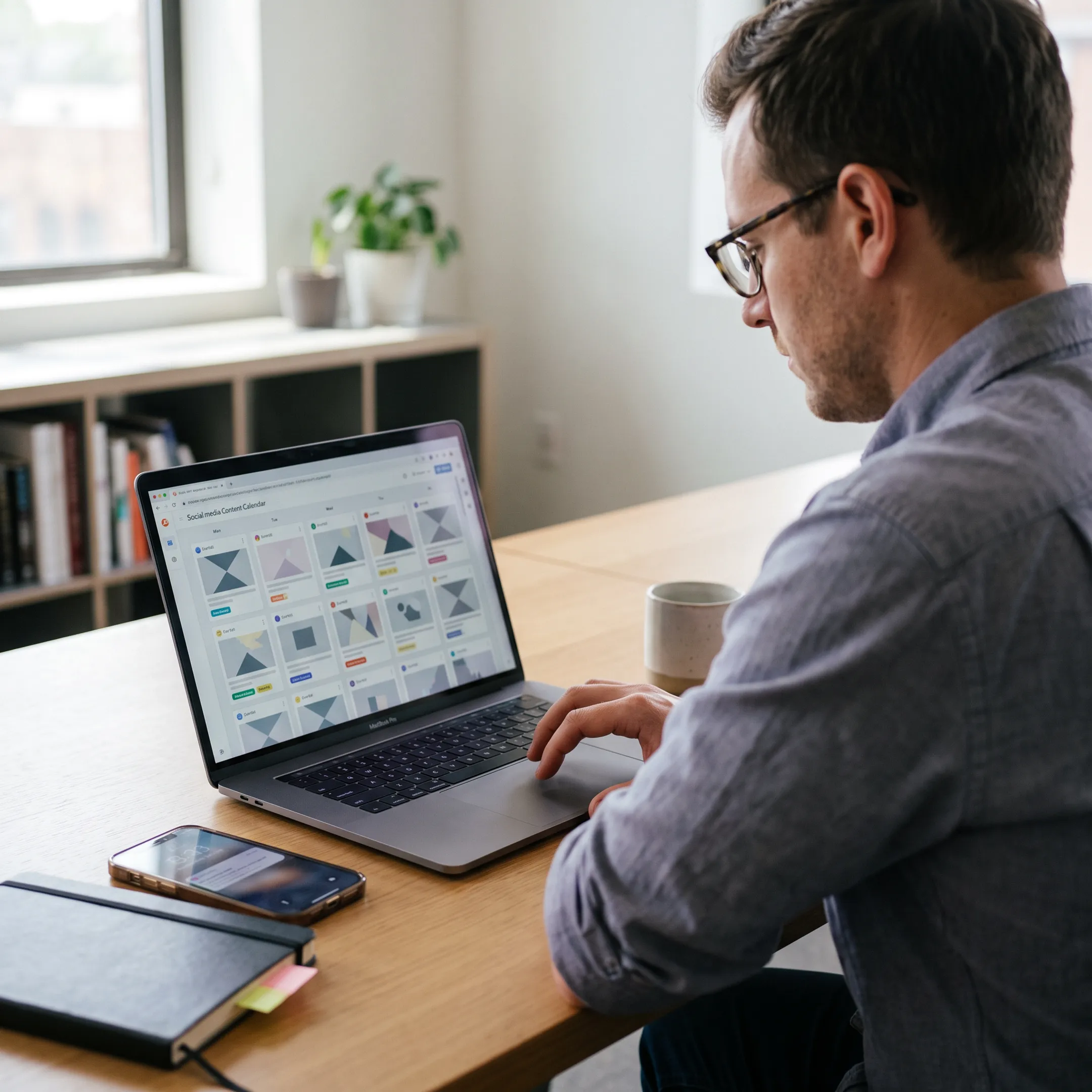 Social media manager planning brand content