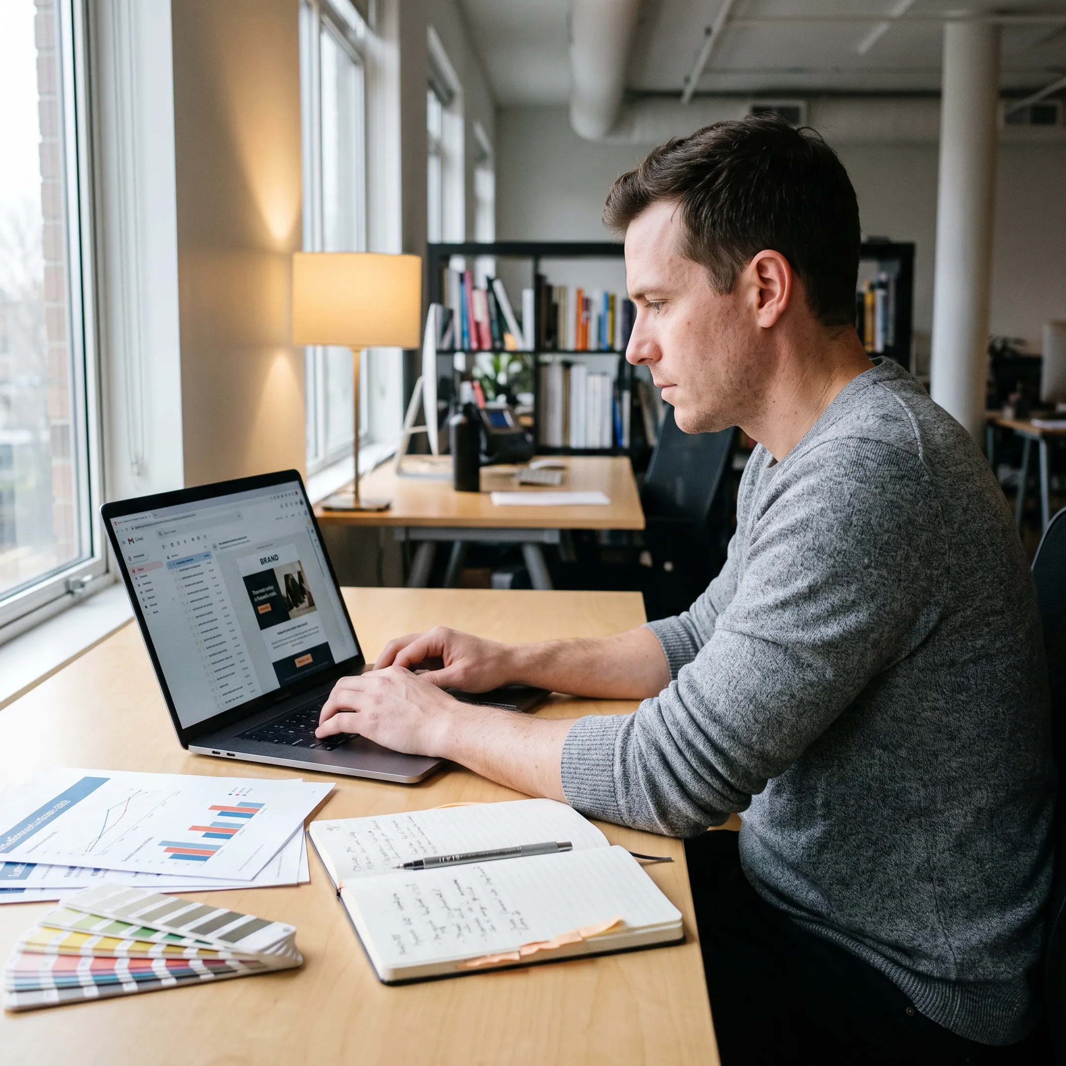 Marketing professional reviewing an email campaign