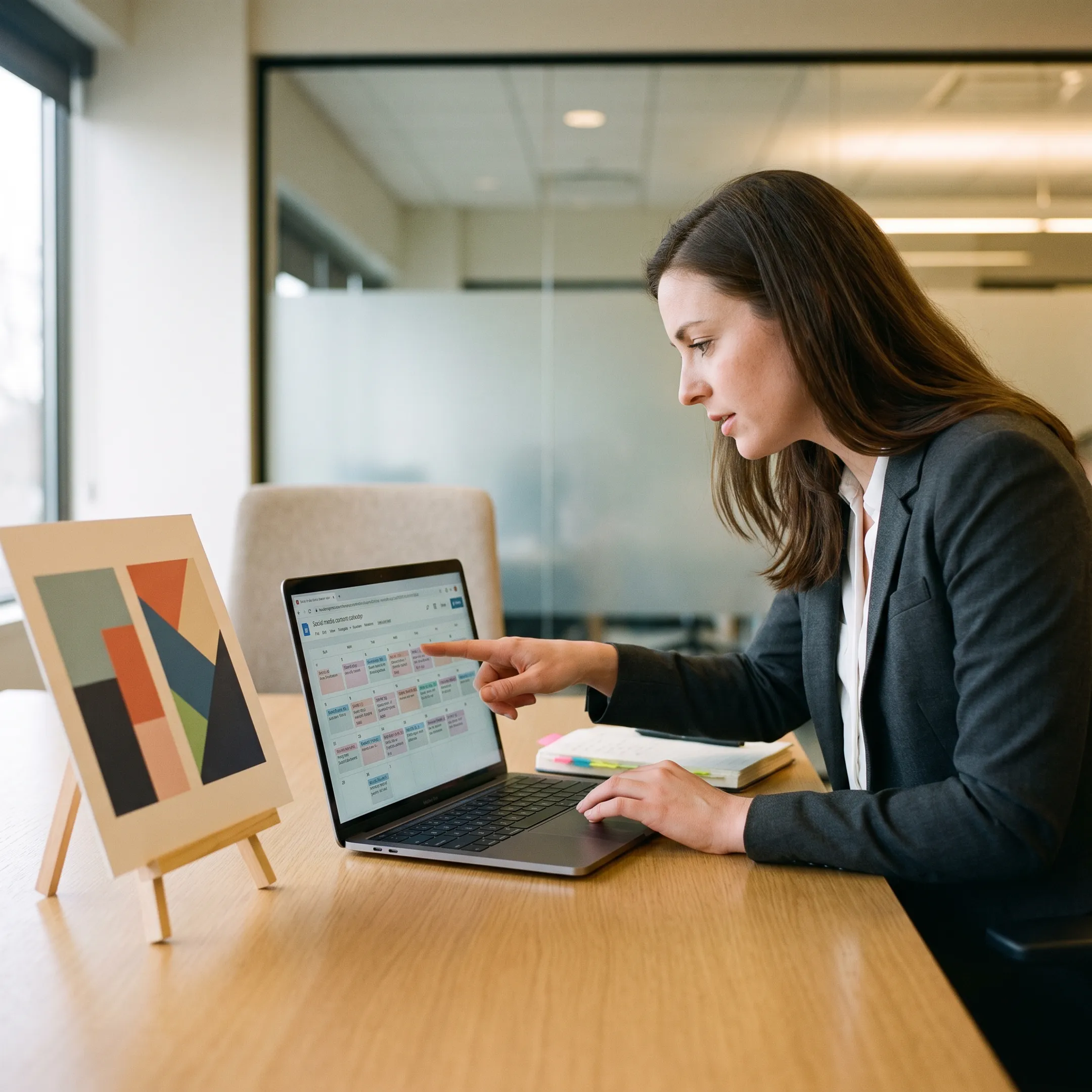 Social media manager planning branded content