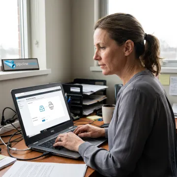 Technician configuring fax to email service