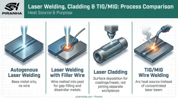 Comparison of autogenous laser welding filler wire welding and laser cladding processes