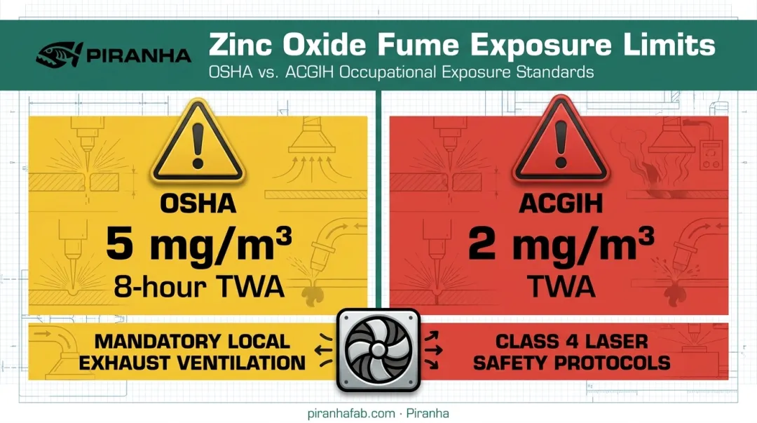 OSHA versus ACGIH zinc oxide fume exposure limit comparison chart