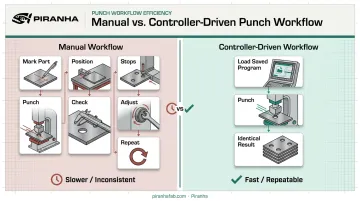 Manual marking versus controller driven punch workflow comparison chart
