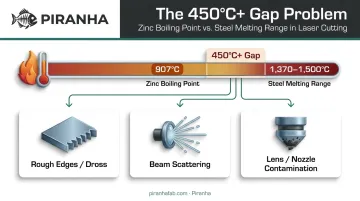 Zinc vaporization temperature gap causing three galvanized cutting defects