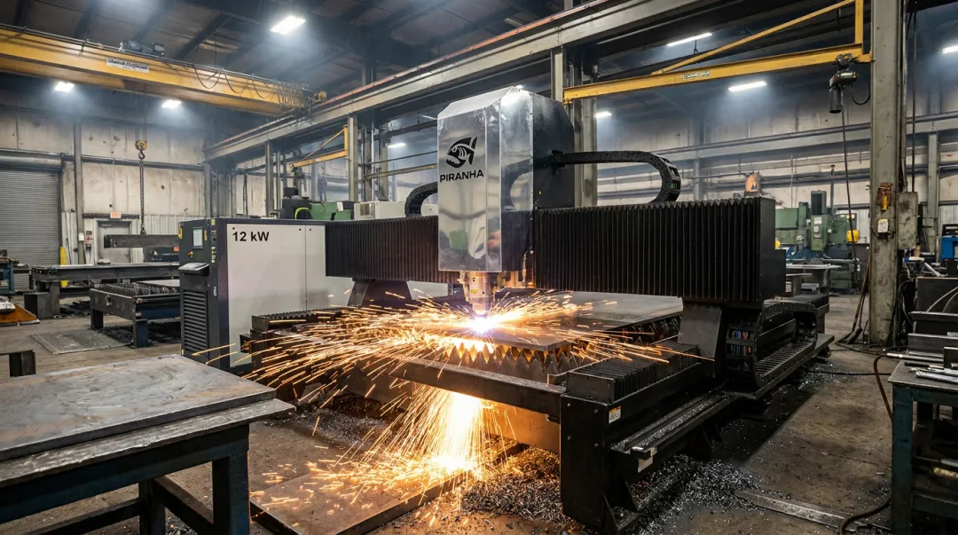 Piranha-Whitney PlateLASER 12kW fiber laser cutting thick steel plate