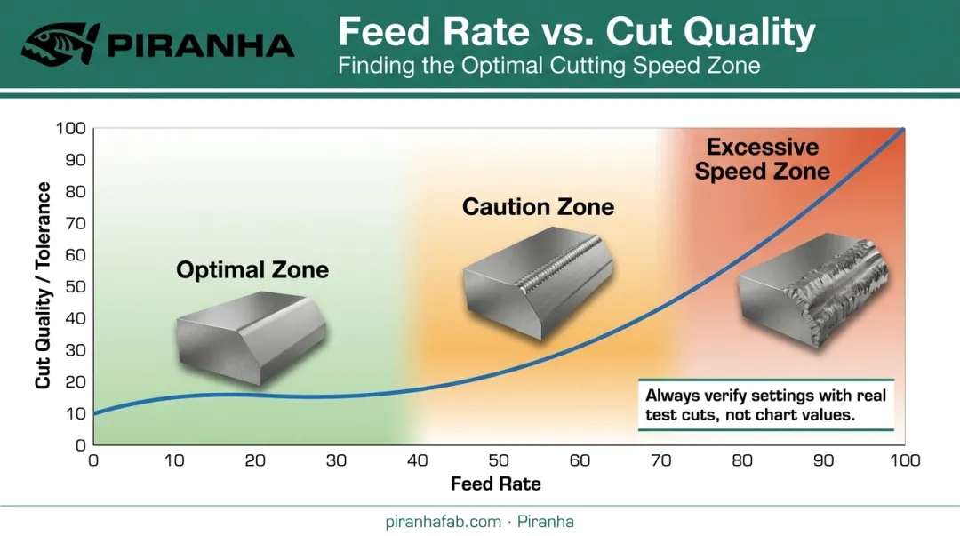 Cutting speed versus tolerance trade-off curve for laser fabrication quality