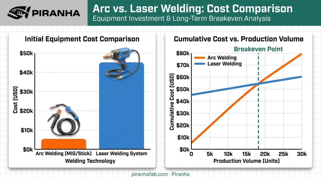 Arc welding versus laser welding cost and payback timeline comparison