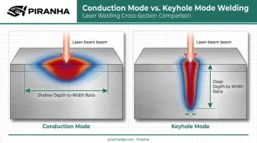 Laser welding conduction mode versus keyhole mode weld profile diagram