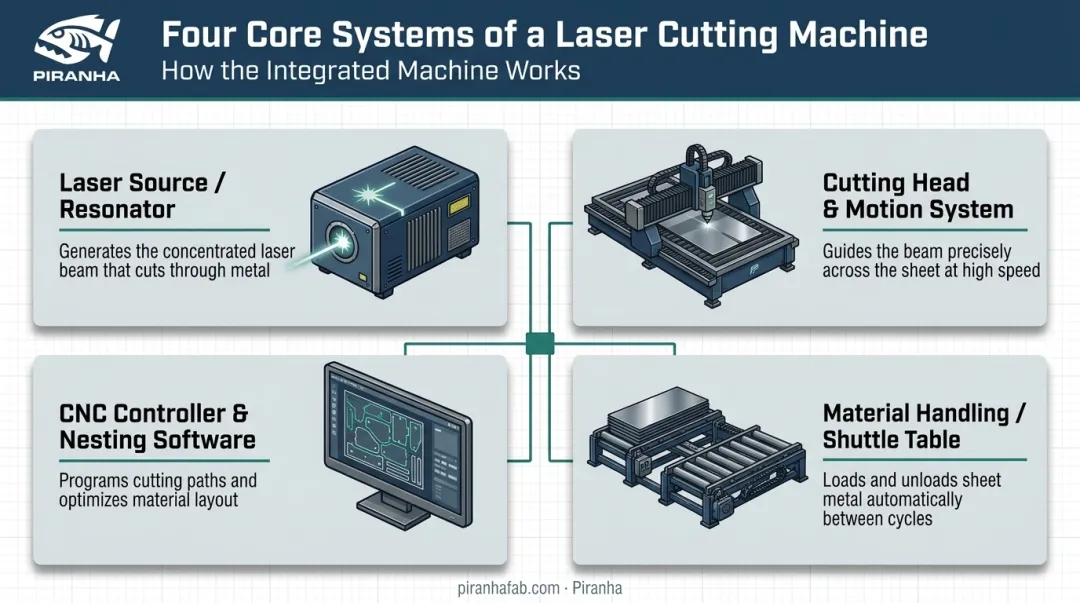 Four core components of large format fiber laser cutting machine