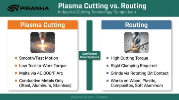 Plasma cutting versus routing mechanical requirements side-by-side comparison