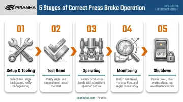 5-stage press brake operation process from setup to shutdown