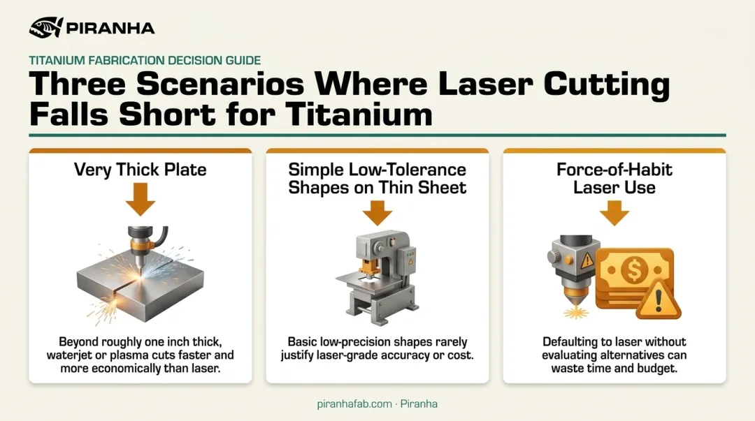 Decision guide comparing laser cutting versus waterjet and plasma methods
