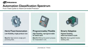 Comparison infographic of hard programmable and adaptive automation types