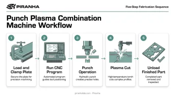 5-step CNC punch plasma combination machine workflow diagram
