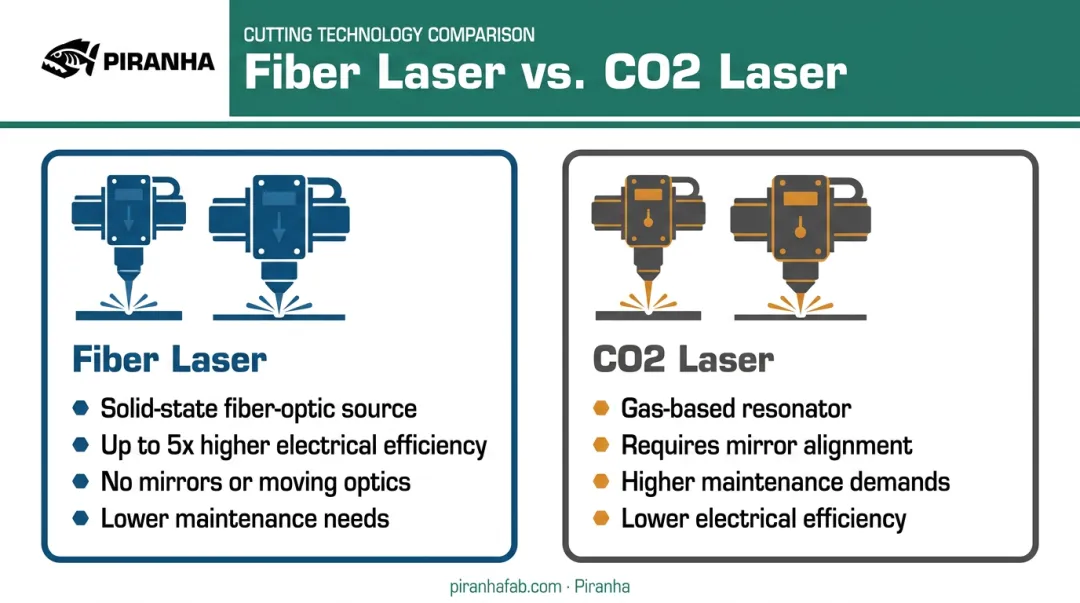 Fiber laser versus CO2 laser cutting technology feature comparison