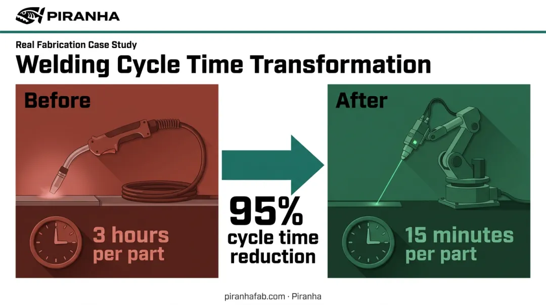 Before and after case study showing MIG to laser welding cycle time reduction