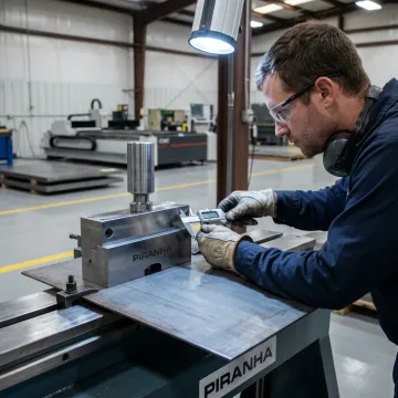 Punch and die tooling on metal sheet