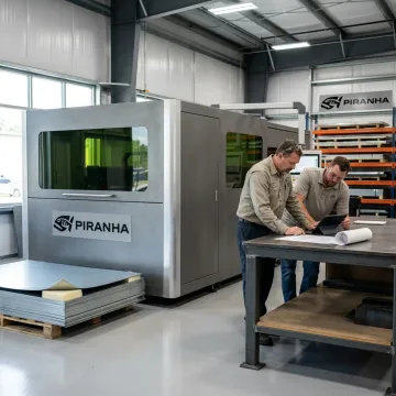 Fabricator reviewing fiber laser configuration