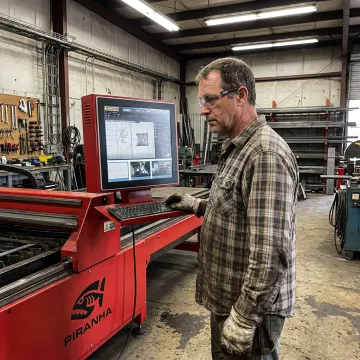 CNC operator reviewing cutting programs