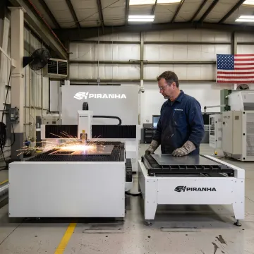 Operator monitoring an automated fiber laser