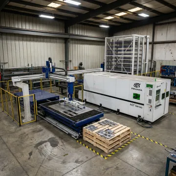 Automated fiber laser sorting cut metal parts