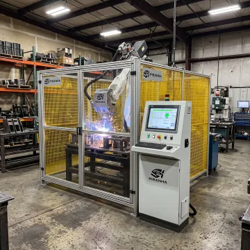 Automated laser welding cell in a fabrication shop