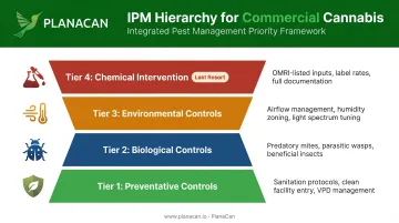 Four-layer integrated pest management process flow for commercial cannabis cultivation