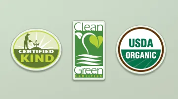 Organic cannabis certification program logos and credentials displayed for consumer recognition