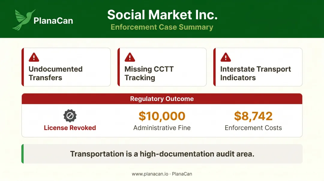 California cannabis license revocation enforcement case showing fines and violations