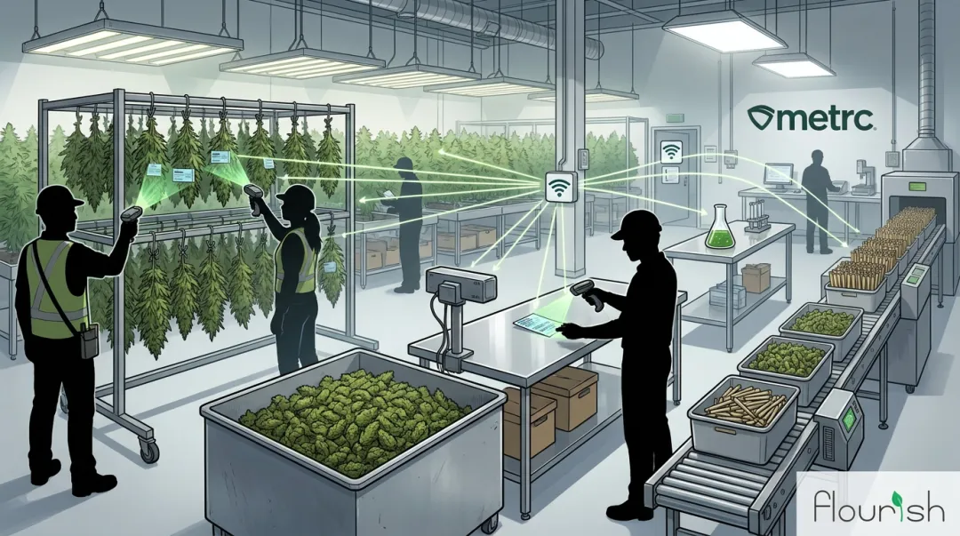 Commercial cannabis harvest workflow with RFID scanning and automated weight data capture