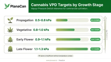 Cannabis VPD targets by growth stage from propagation to late flower