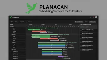 PlanaCan cultivation management dashboard displaying Gantt chart and task schedules