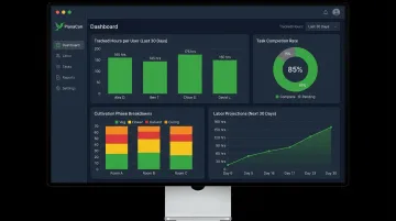 PlanaCan labor analytics dashboard displaying hours tasks and cultivation phase metrics