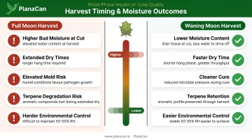 Full moon harvest versus waning moon harvest moisture and drying time comparison