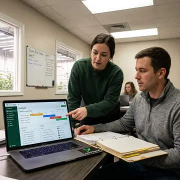 Cultivation team building SOP workflows on a software dashboard