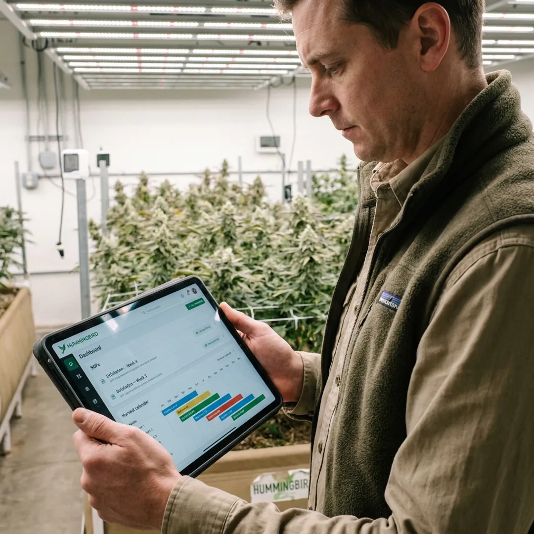 Cultivation manager reviewing SOP workflow steps