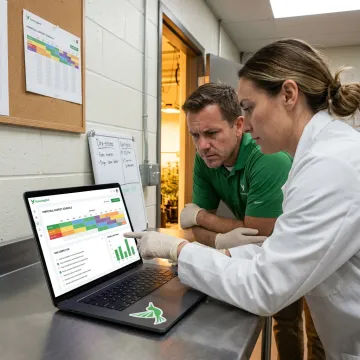 Cannabis cultivation team reviewing SOP compliance software