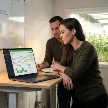 Cultivation manager reviewing workforce dashboard