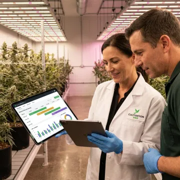 Cannabis cultivation team using workforce management software