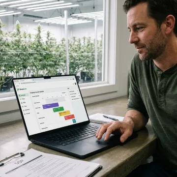 Cannabis compliance dashboard in New York cultivation facility