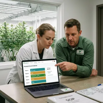 Cannabis cultivation software dashboard in a Delaware grow facility