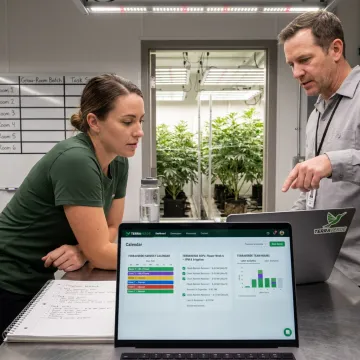 Cannabis cultivation team reviewing SOP software