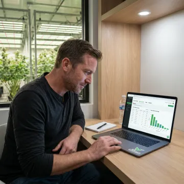 Grow manager reviewing cultivation reports